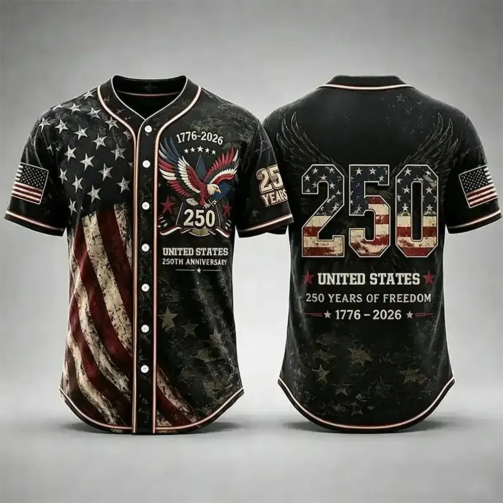 USA 250th Anniversary Patriotic Eagle Button-Up Shirt