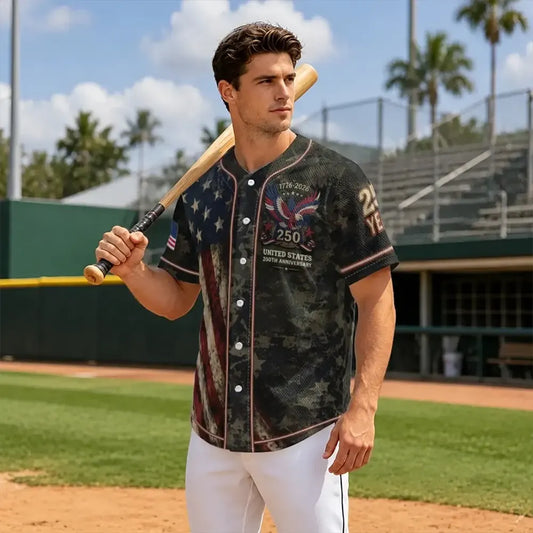 USA 250th Anniversary Patriotic Eagle Button-Up Shirt