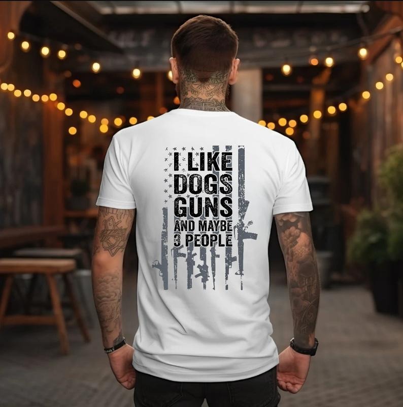 "I Like Dogs & Guns" American Flag Graphic T-Shirt / Sweatshirt / Hoodie