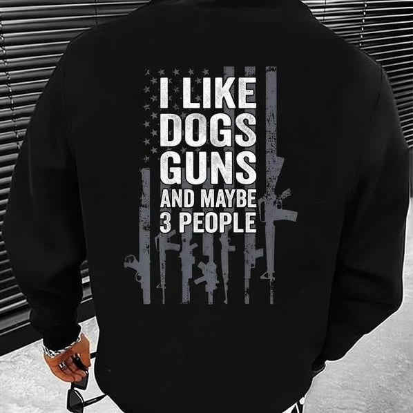 "I Like Dogs & Guns" American Flag Graphic T-Shirt / Sweatshirt / Hoodie