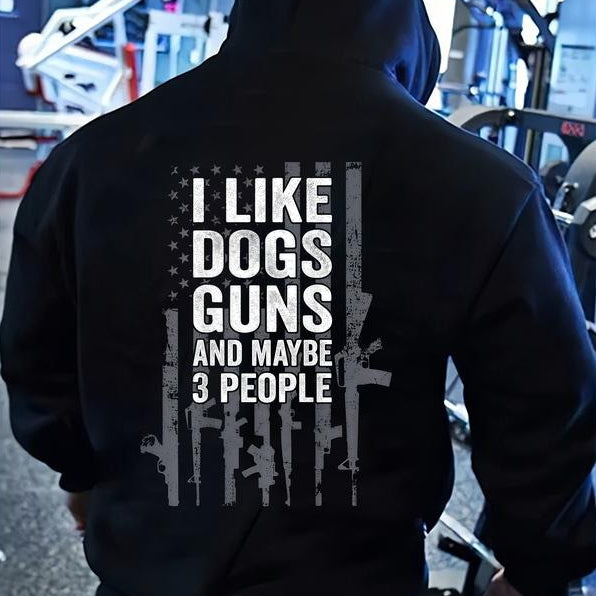 "I Like Dogs & Guns" American Flag Graphic T-Shirt / Sweatshirt / Hoodie