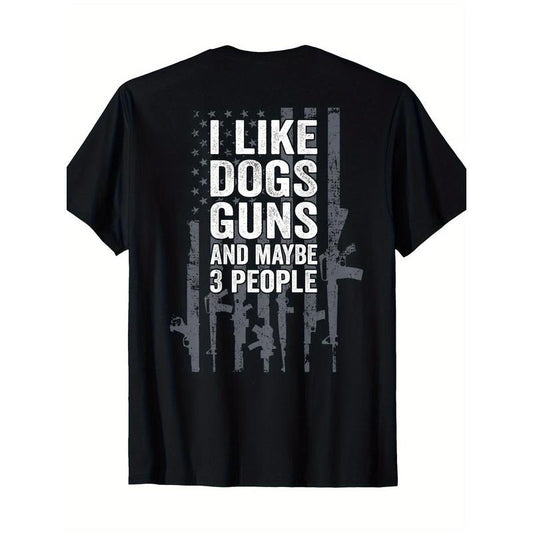 "I Like Dogs & Guns" American Flag Graphic T-Shirt / Sweatshirt / Hoodie