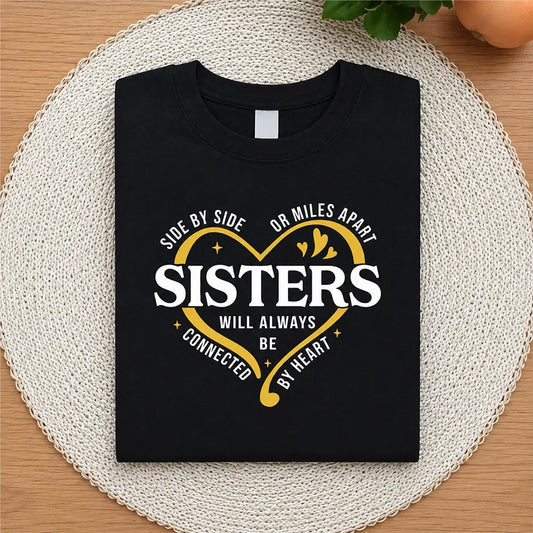 Side By Side Or Miles Apart Sisters Connected By Heart T-Shirt / Sweatshirt / Hoodie