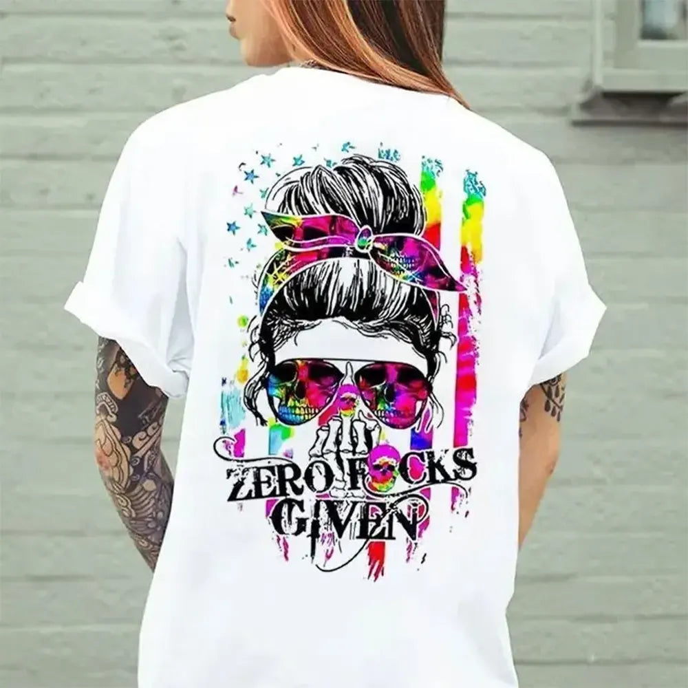 Zero Fcks Given Skull Girl T-Shirt / Sweatshirt / Hoodie