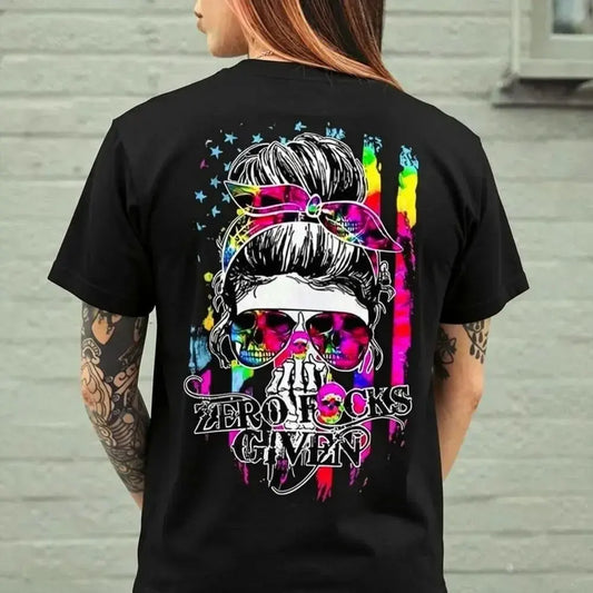 Zero Fcks Given Skull Girl T-Shirt / Sweatshirt / Hoodie