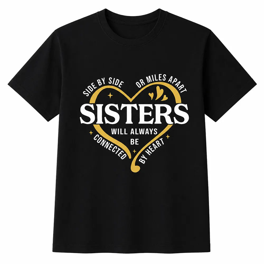 Side By Side Or Miles Apart Sisters Connected By Heart T-Shirt / Sweatshirt / Hoodie
