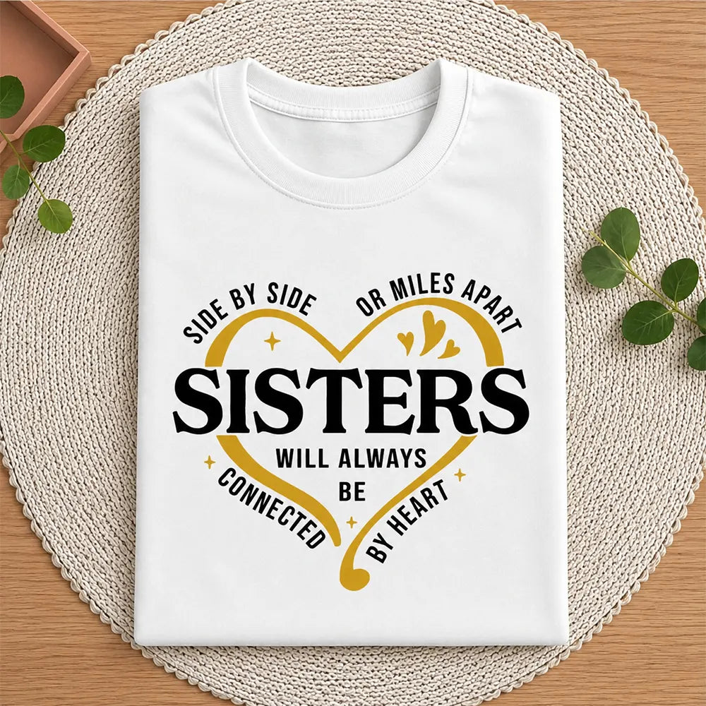 Side By Side Or Miles Apart Sisters Connected By Heart T-Shirt / Sweatshirt / Hoodie