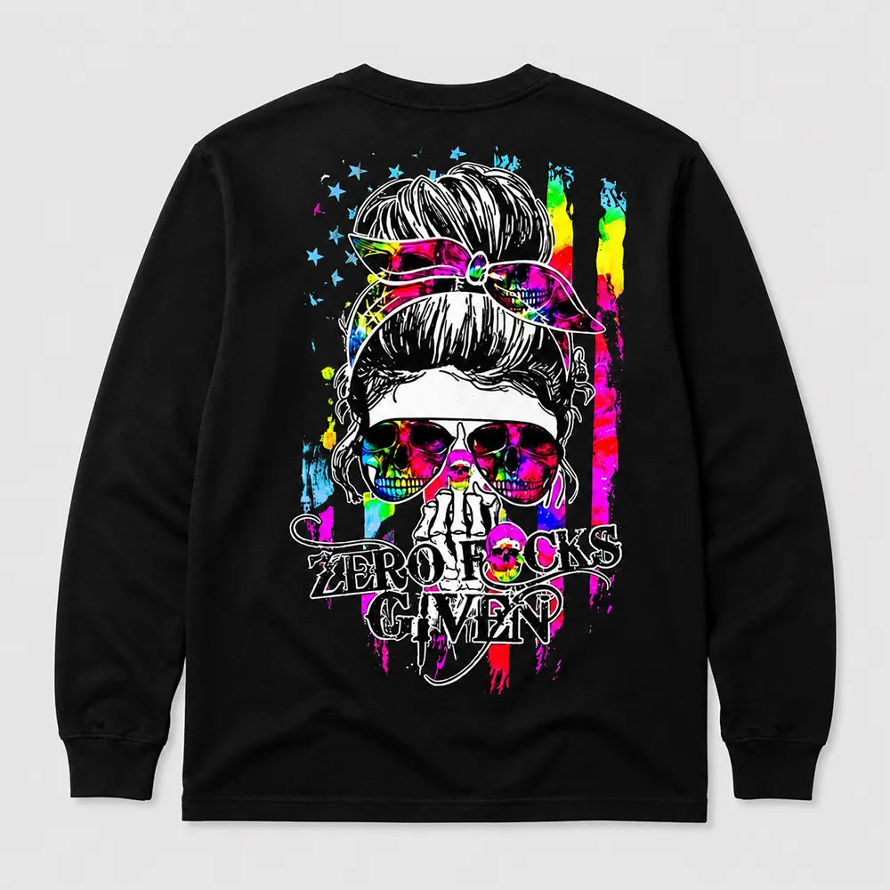 Zero Fcks Given Skull Girl T-Shirt / Sweatshirt / Hoodie