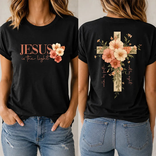 Jesus Is The Light Floral Cross T-Shirt / Sweatshirt / Hoodie