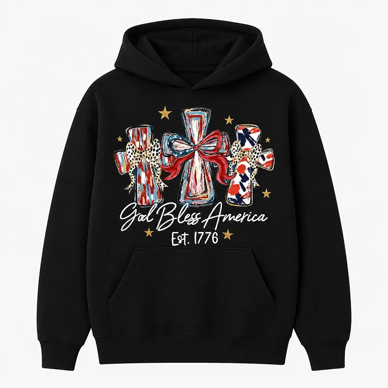 God Bless America Est 1776 Patriotic Cross Graphic T-Shirt / Sweatshirt / Hoodie