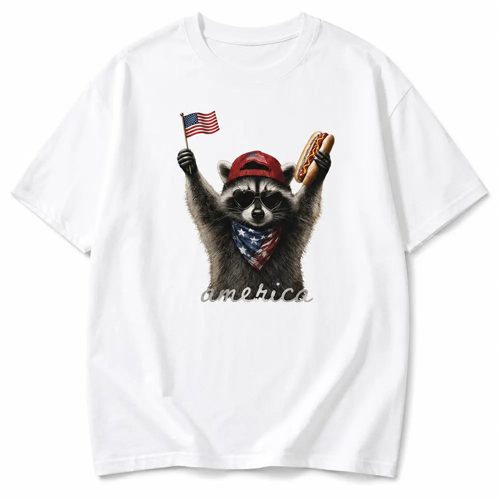 Patriotic Raccoon Hot Dog Graphic T-Shirt / Sweatshirt / Hoodie