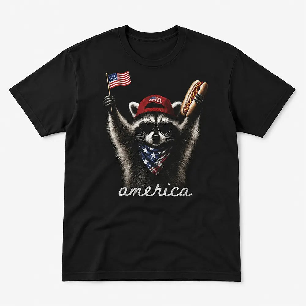 Patriotic Raccoon Hot Dog Graphic T-Shirt / Sweatshirt / Hoodie