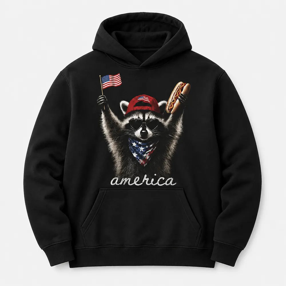 Patriotic Raccoon Hot Dog Graphic T-Shirt / Sweatshirt / Hoodie