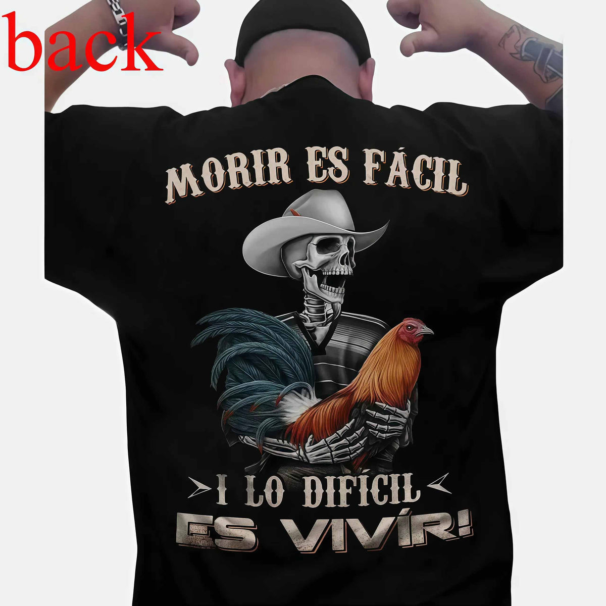 Moris Es Facil Mexican Style Big Rooster Gamefowl T-Shirt / Sweatshirt / Hoodie